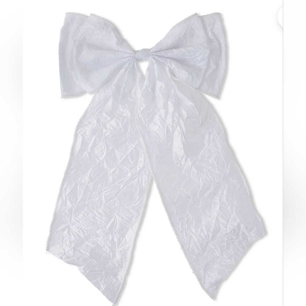 White Crepe Pearl Decorative Bow , 20", by My Texas House, New